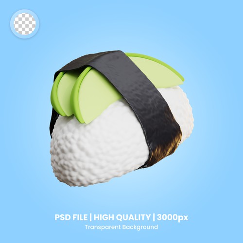 Avocado Nigiri 3D Icon