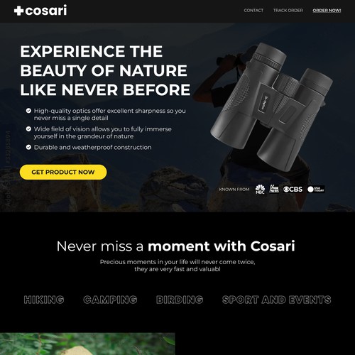 Binoculars Landing Page Design