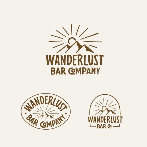 Vintage badge logo design for WANDERLUST BAR COMPANY