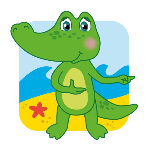 Design a friendly alligator cartoon