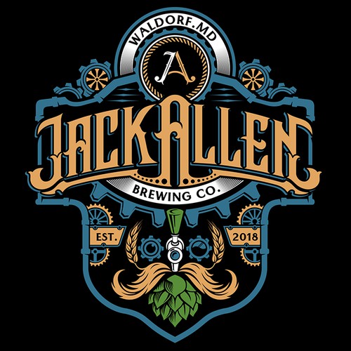 Retro/Steampunk Brewery logo design (Jack Allen Brewing Co.)