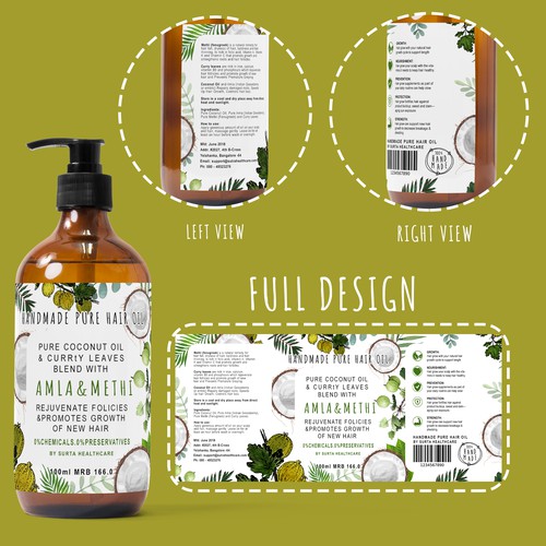 Hair oil label design