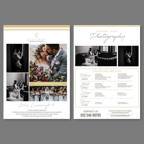 Price List for Wedding Photographer