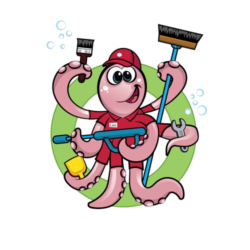 Eco Friendly Octopus Mascot for Cleaning Company