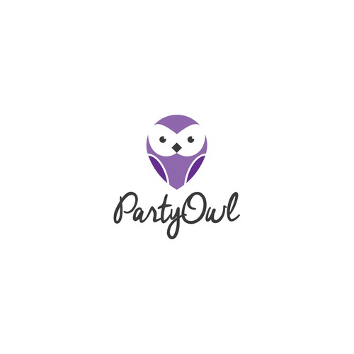 Create a modern, fun mascot and logo for Party Owl