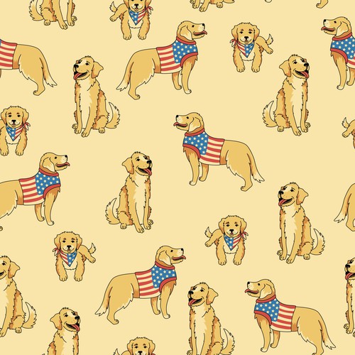 Wrapping Paper with Golden Retriever 