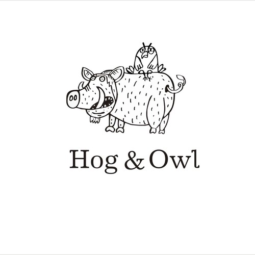 Create a character logo for Hog & Owl, makers of lovely apps