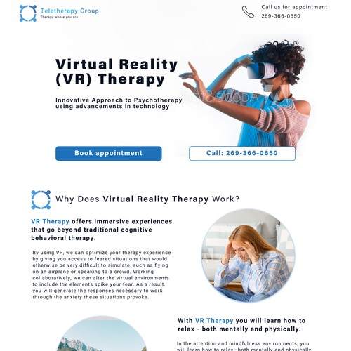 VR Therapy marketing page