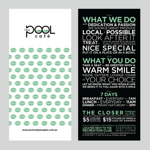The Pool Cafe, help launch this business