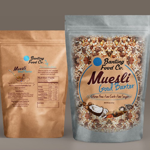Front and Back food label for a muesli company