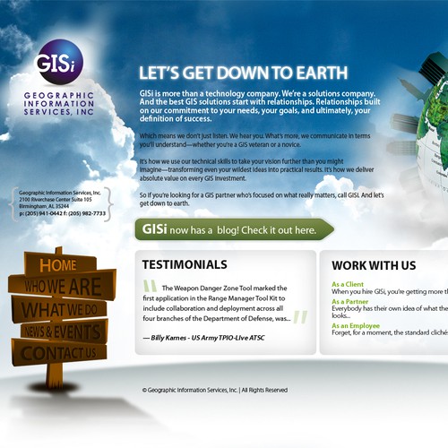 Home Page Web Design for IT/GIS Consulting Firm
