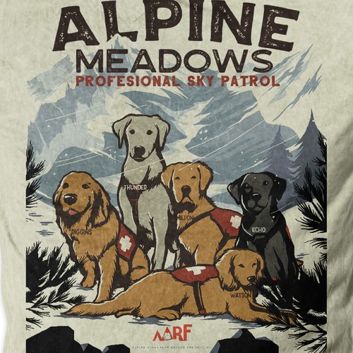 Avalanche rescue dog T shirt for non-profit