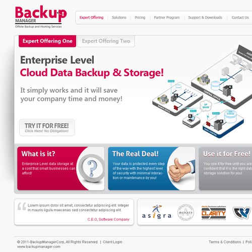 Website Home Page design for Backup Manager