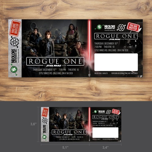 Star Wars Rogue One Movie Ticket