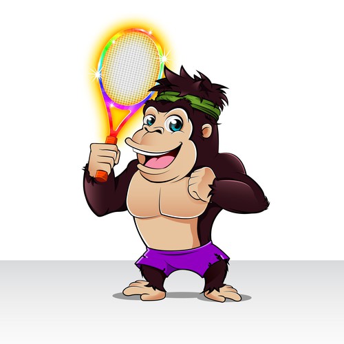 young sporty cartoon gorilla