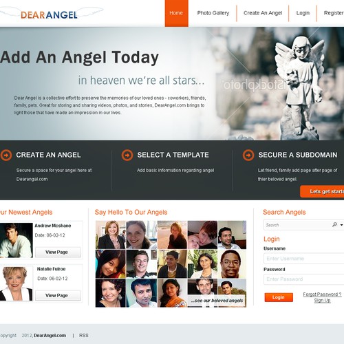 website design for Dear Angel
