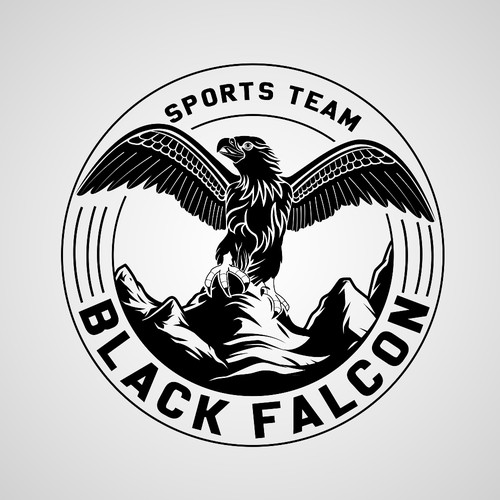 Powerful Sports Team Logo - Black Falcon