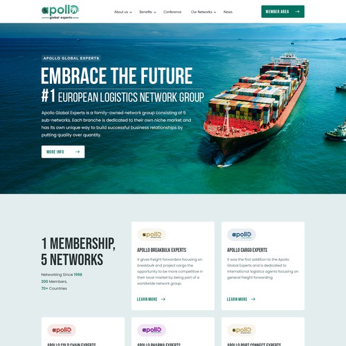 Homepage design for a logistics network