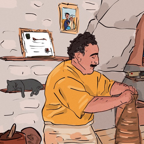 illustration of a potter in Djerba, Tunisia