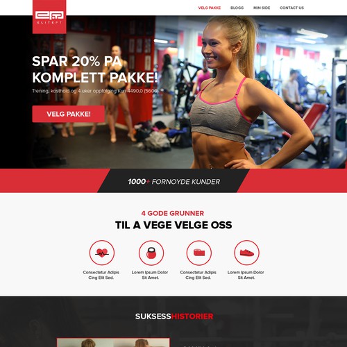 Bold and fun website for a gym