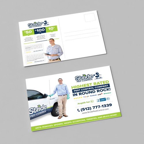 Create a clean & compelling mailer for a pest control company