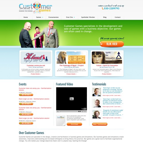 website design for CustomerGames