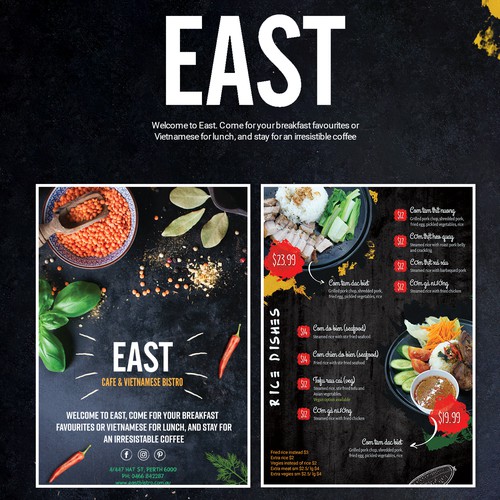 Menu for Vietnamese Restaurant - EAST CAFE