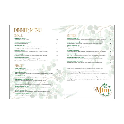 Concept for a menù