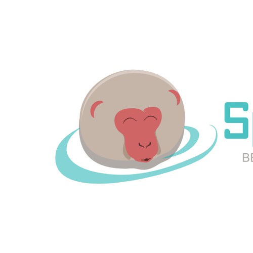 Create a cute, adorable mascot logo for Spa Monkeys