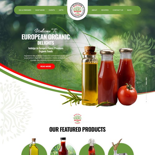 Website Landing Page Design for Premium Food Brand