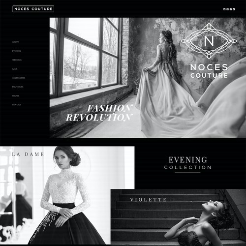 Black and White Motif Wedding Fashion Website