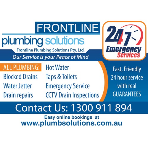 Create a stand out piece of marketing that promotes Melbourne's #1 Emergency Plumbing Service.
