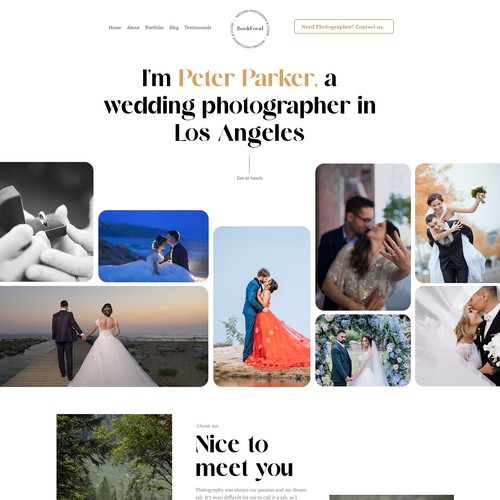 Website design for wedding photography 