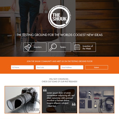 Landing Page for The Testing Ground For The Coolest New Ideas - The Shuuk