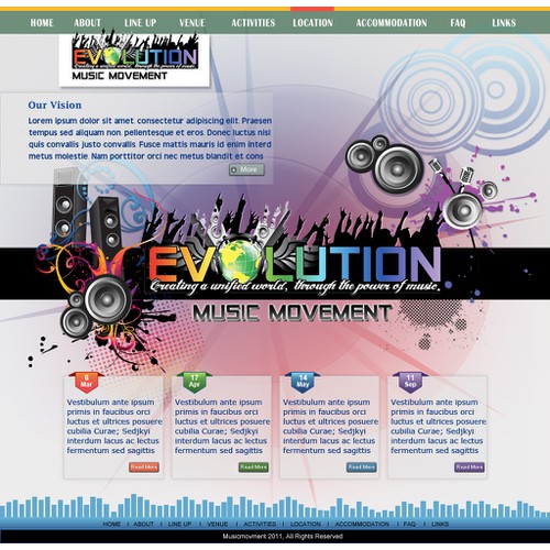 website design for Evolution Music Movement