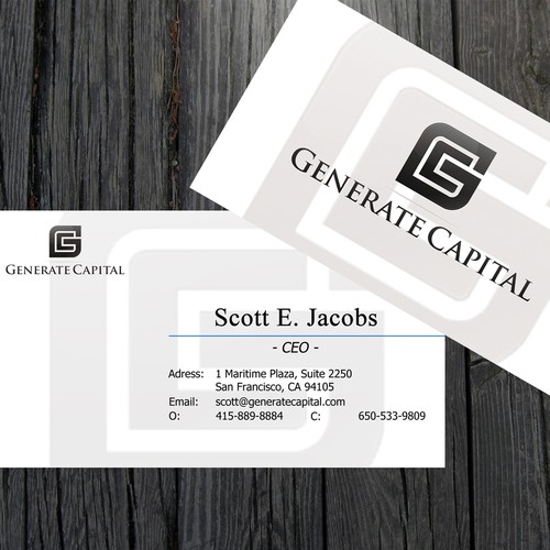 Elegant business card design for innovative investment company