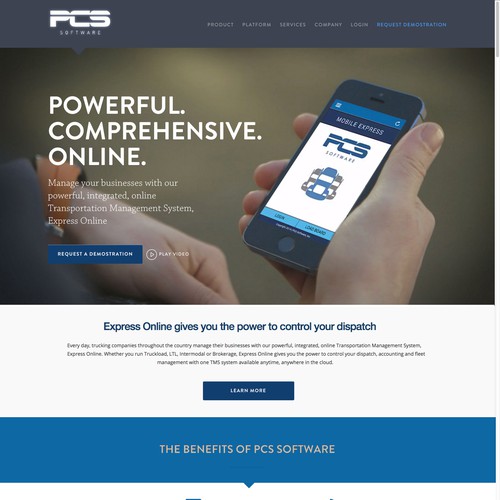 Create a website design for desired trucking software