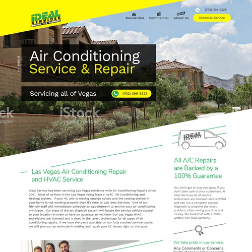 Website design for an HVAC service company.