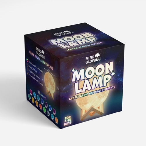 Packaging for a moon shaped lamp