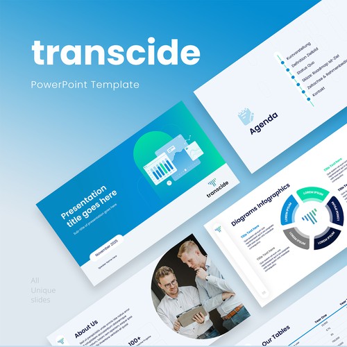 transcide GmbH Clean PowerPoint Template for Data Consulting Agency