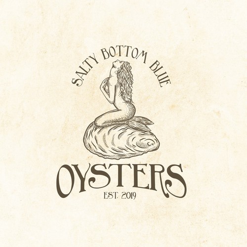 Mermaid hand-drawn logo for oysters producer