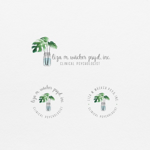 Delicate, feminine watercolor style leaf logo