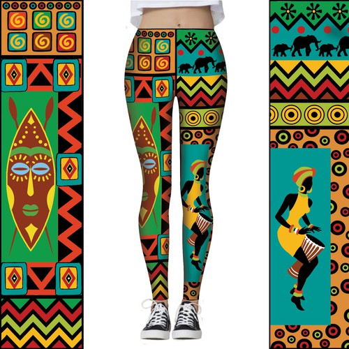 African Theme Workout/Yoga Leggings for Women - Soulful, Trendy Designs