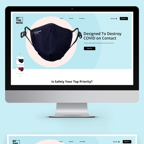 Modern website design for face mask company