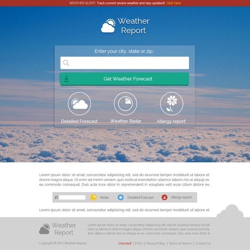 WeatherReport Landing page