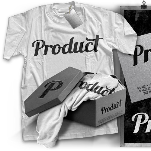 Iconic font script design that can stand on a tee or sweatshirt using the word "product"