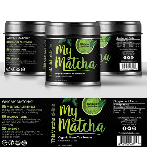 Product Label for Edgy Matcha Tea Brand