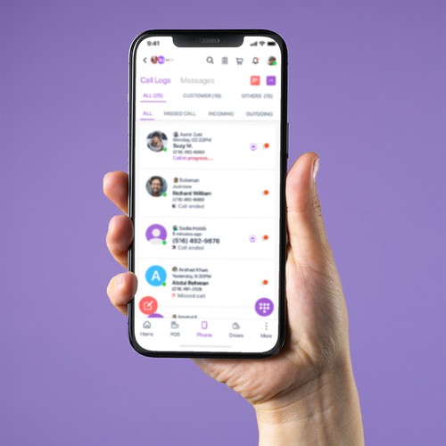 Call Log Screen for the Point of Sale