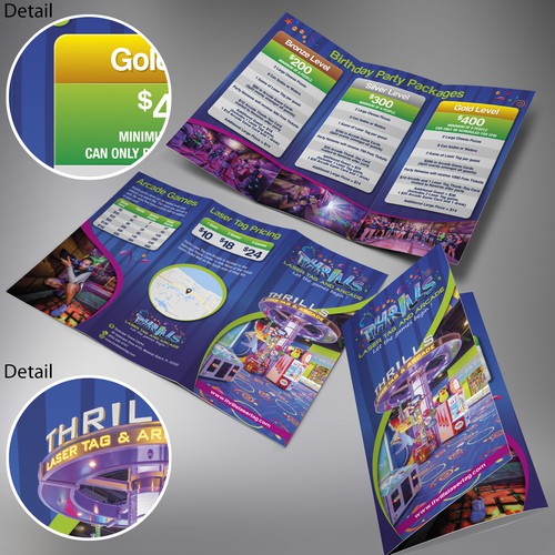 Thrills Laser Tag and Arcade Trifold Brochure