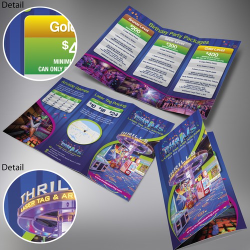 Thrills Laser Tag and Arcade Trifold Brochure